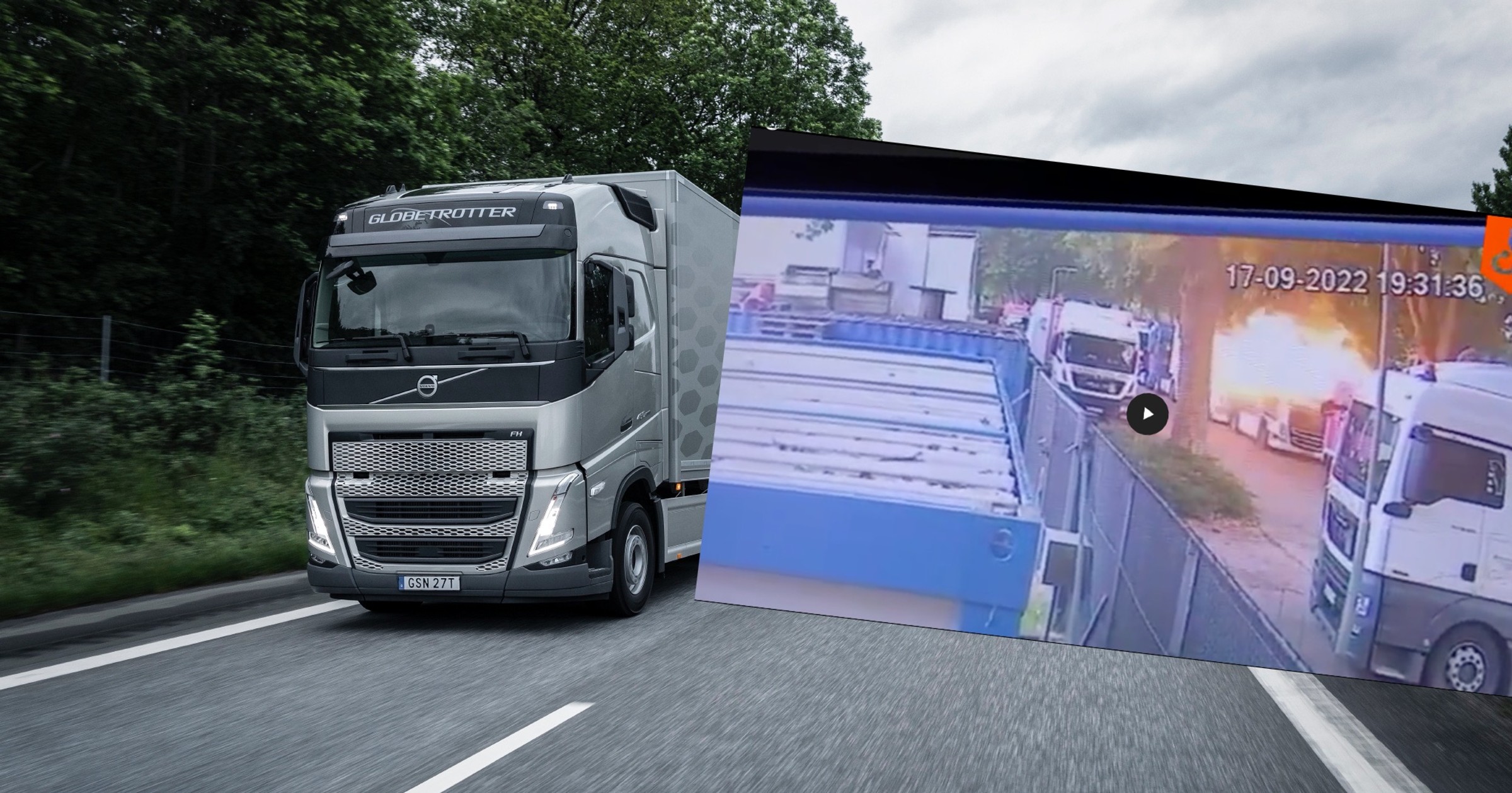 Kabinę ciężarówki Volvo rozerwał wybuch butli gazowej