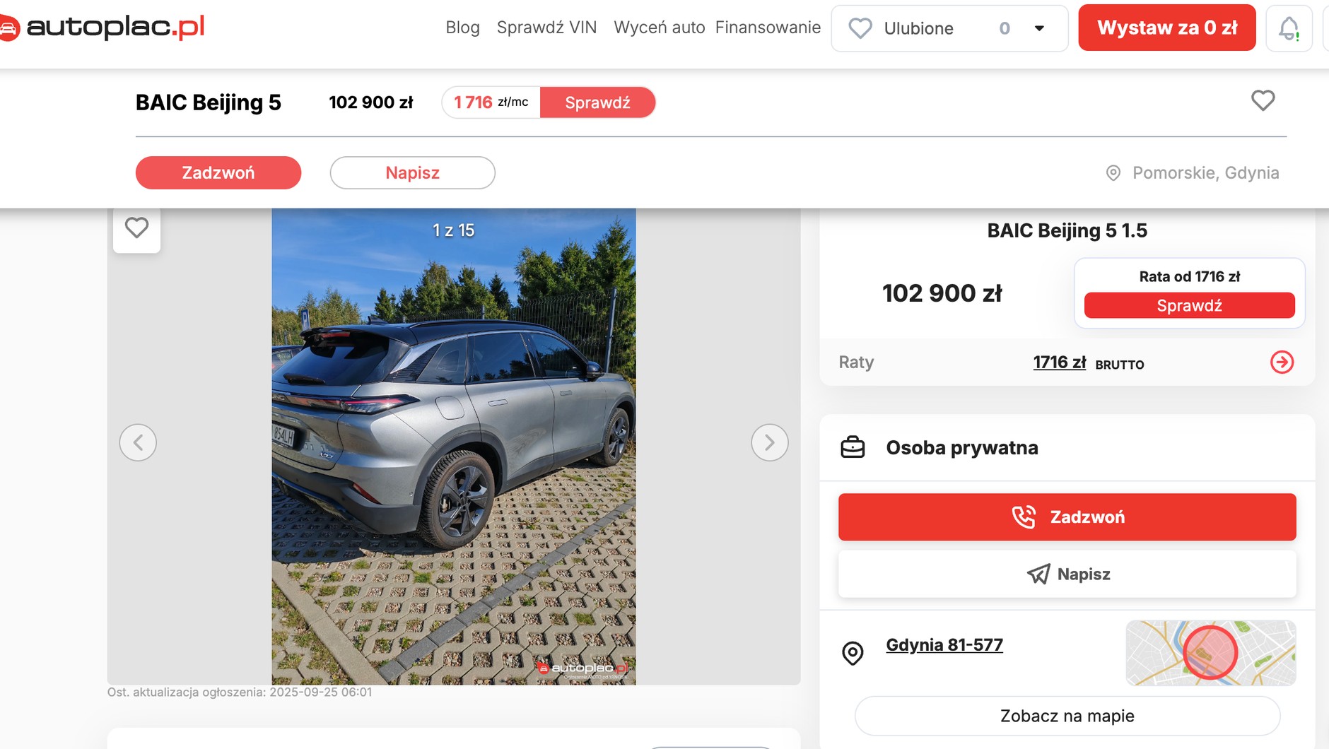 Lekko "popraiony po fabryce"  roczny Baic 5 w ogłoszeniu