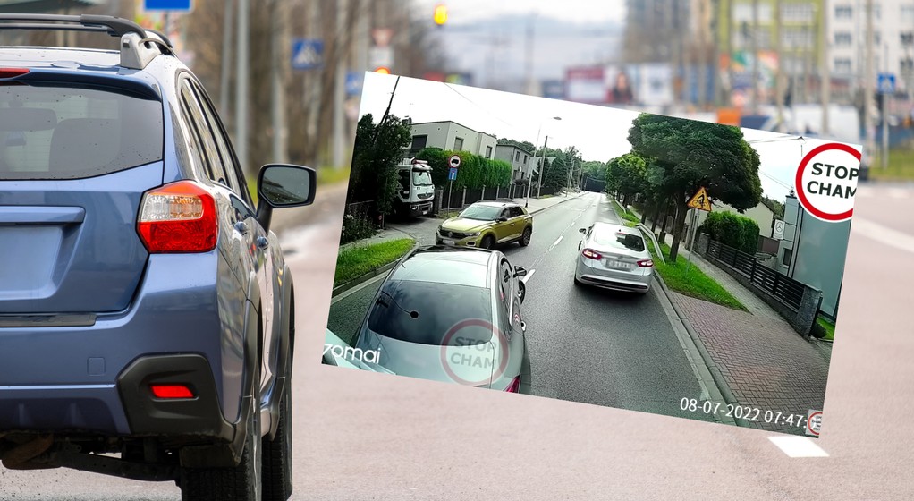 Kierowcy długo nie mogli znaleźć wyjścia z sytuacji (youtube.com/STOPCHAM)