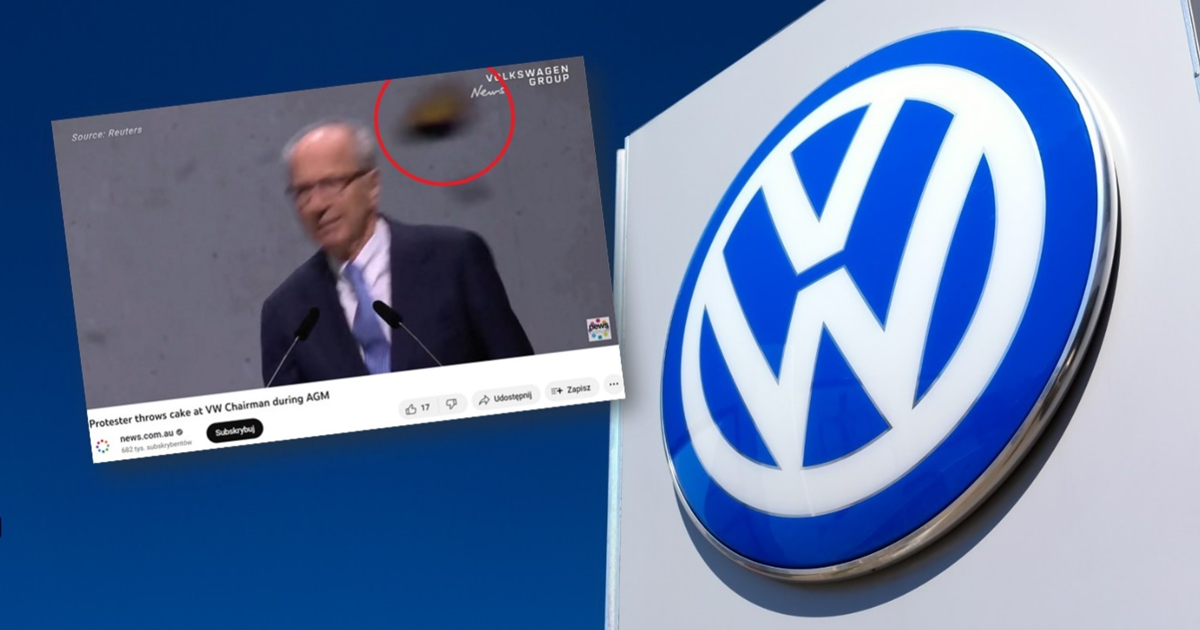 Aktywiści rzucili ciastem w jednego z dyrektorów Volkswagena