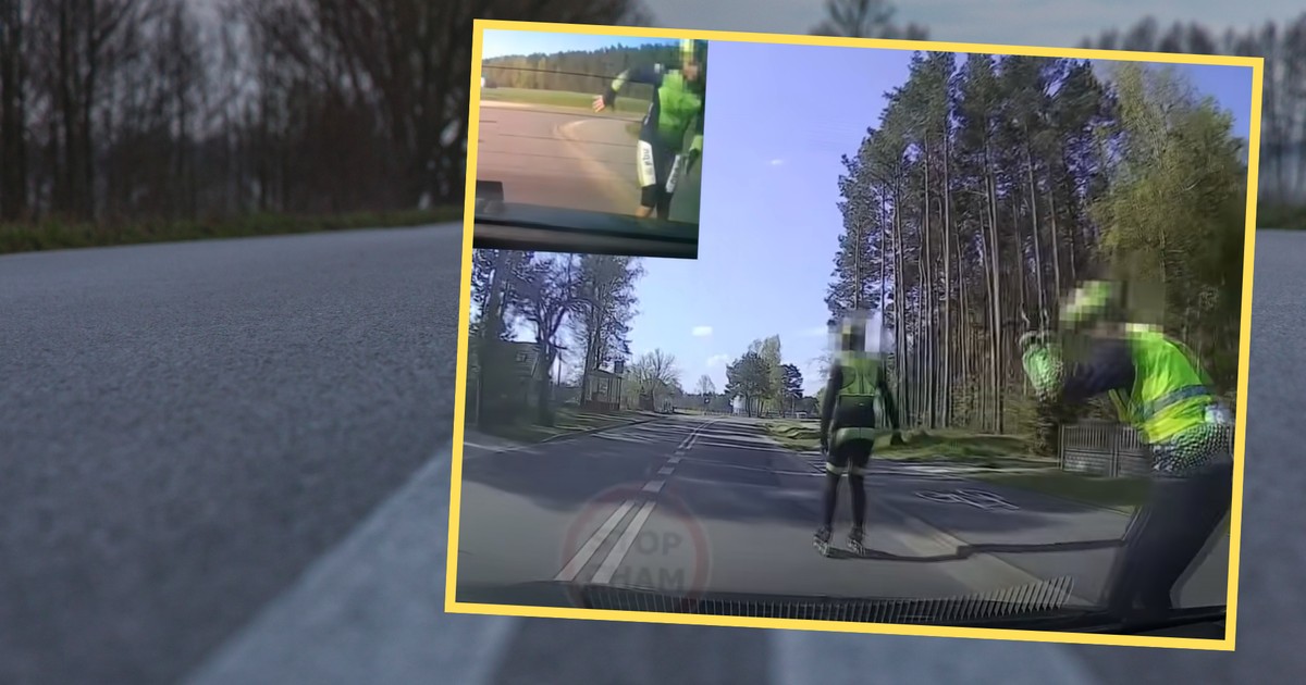 Grupa rolkarzy wyjechała tuż przed maskę samochodu (screen: YouTube/STOP CHAM)