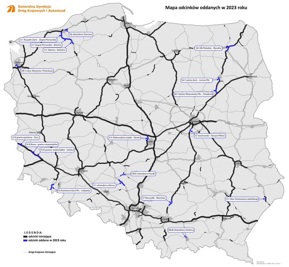 Nowe drogi oddane do ruchu w 2023 r.