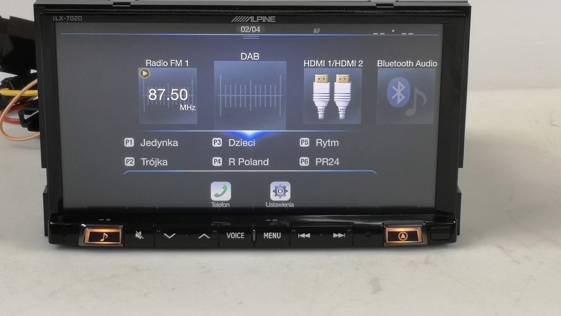 Alpine iLX-702D główne menu