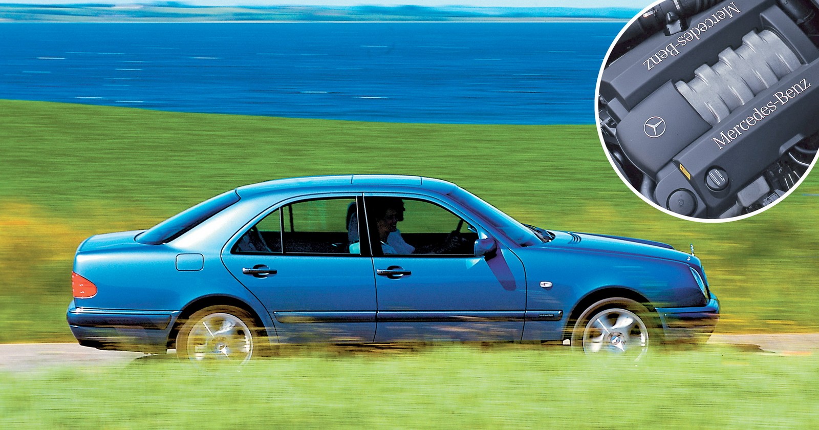 Mercedes E 430 W210: charakterystyka podwozia zależy od kół – gdy są 18-calowe, jest twardo, ale stabilnie.
Mercedes stawia na trzy zawory i dwie świece w każdym cylindrze.