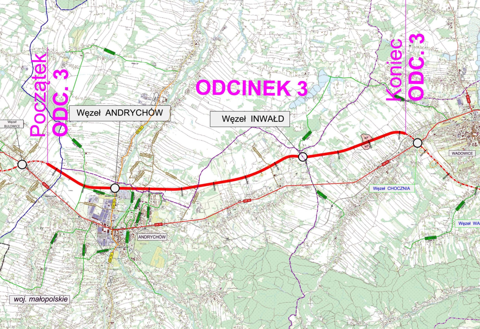 Droga S52 na mapach