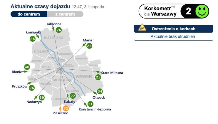 Korkometr dla Warszawy sobota 3 listopada 2018 roku