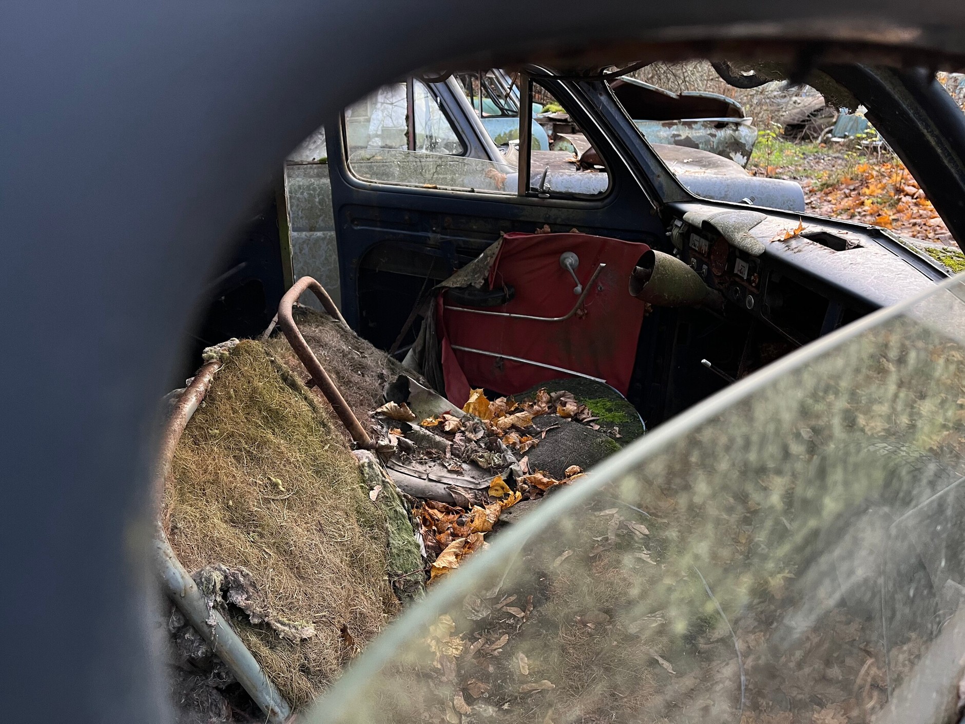 Cmentarzysko samochodów w Bastnas w Szwecji