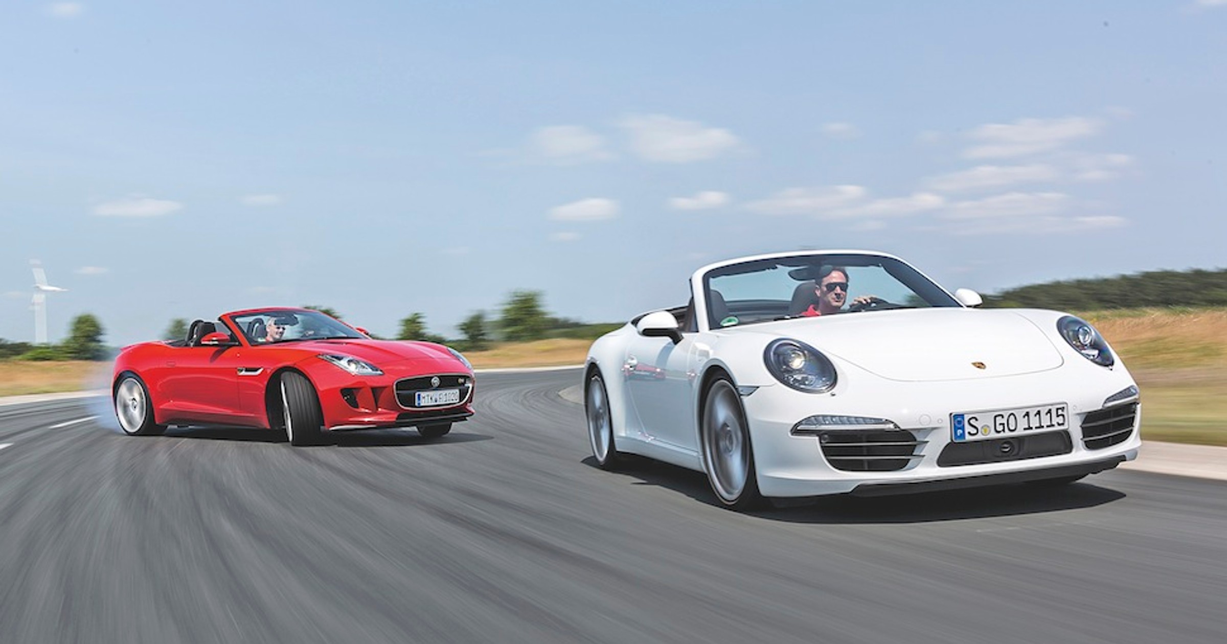Jaguar F-Type i Porsche 911 Carrera S cabrio