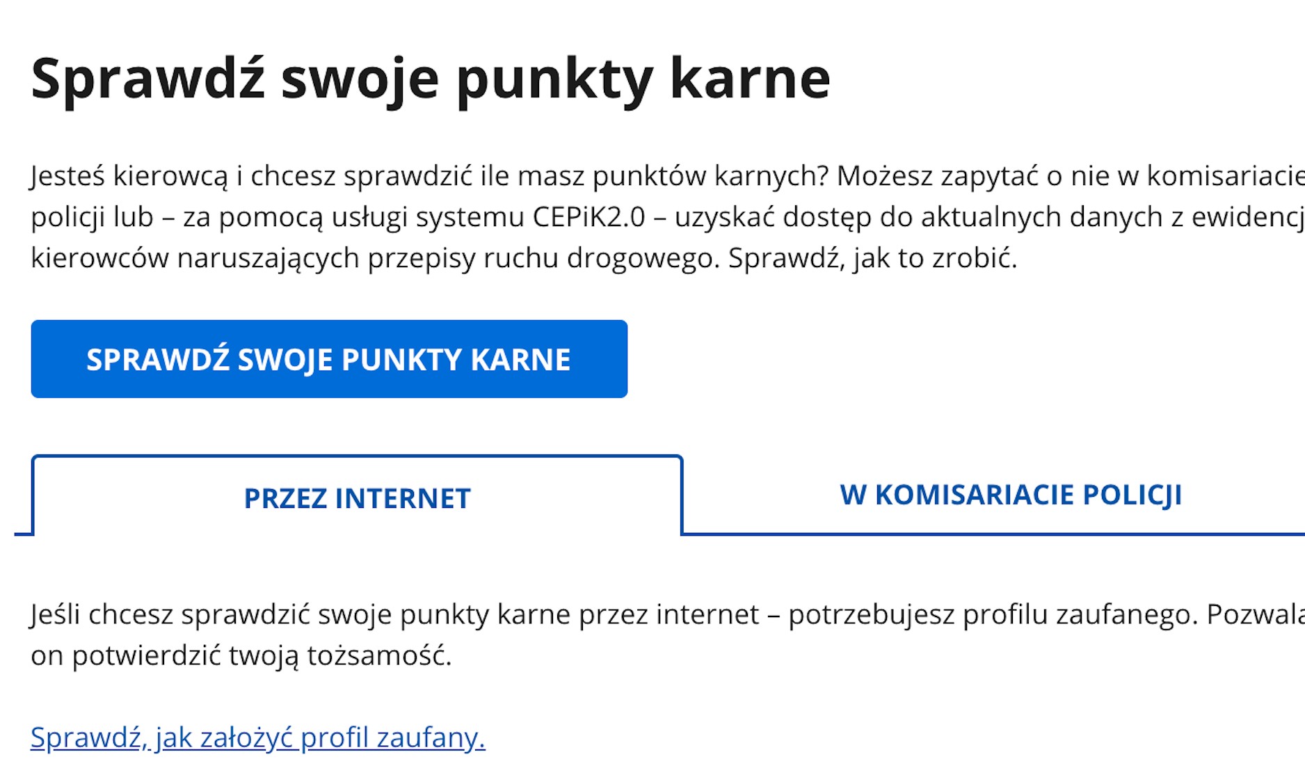 Każdy może sprawdzić swoje punkty karne