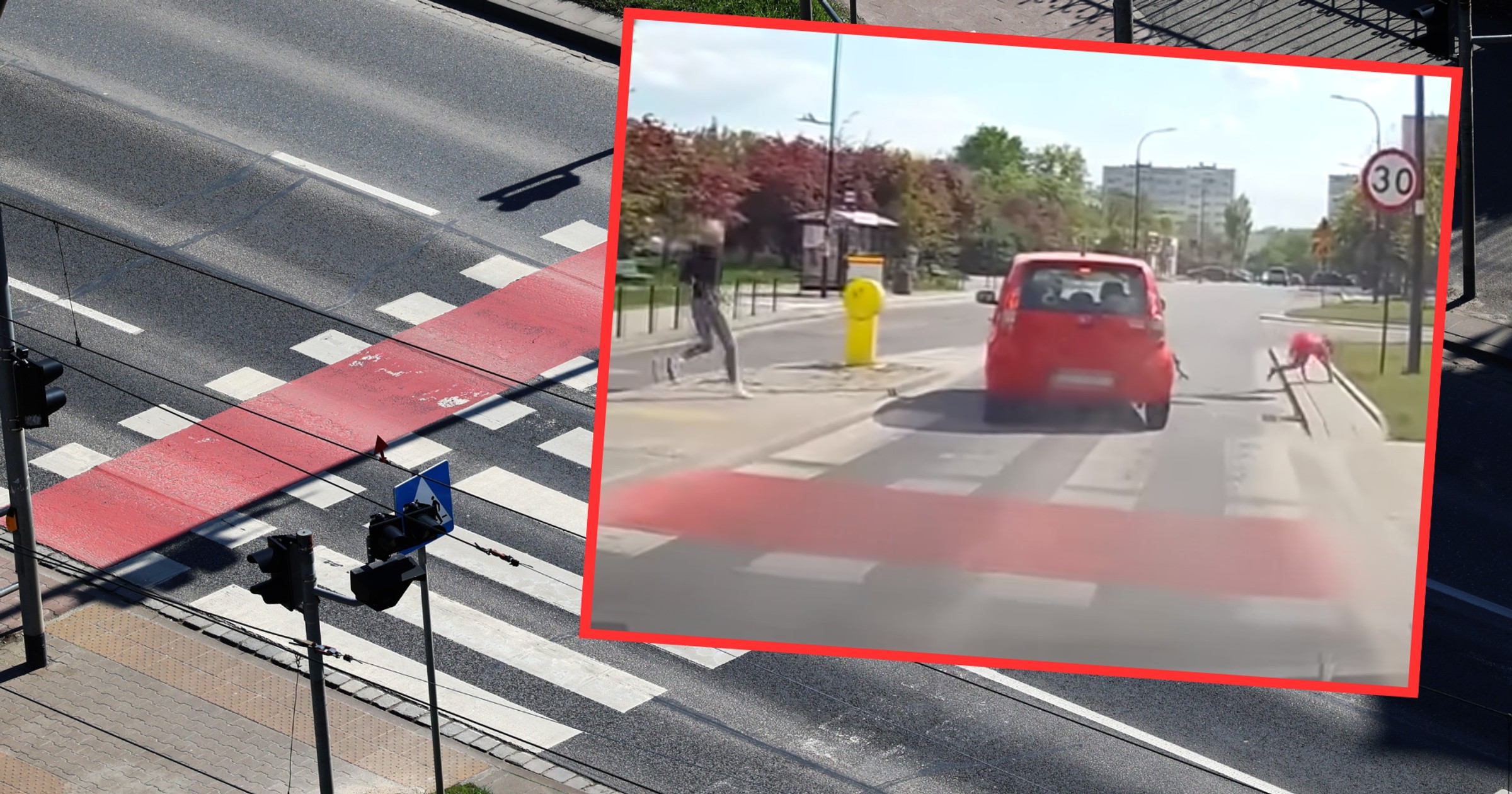Kierowca potrącił dziecko na przejeździe rowerowym (screen: YouTube/STOP CHAM)