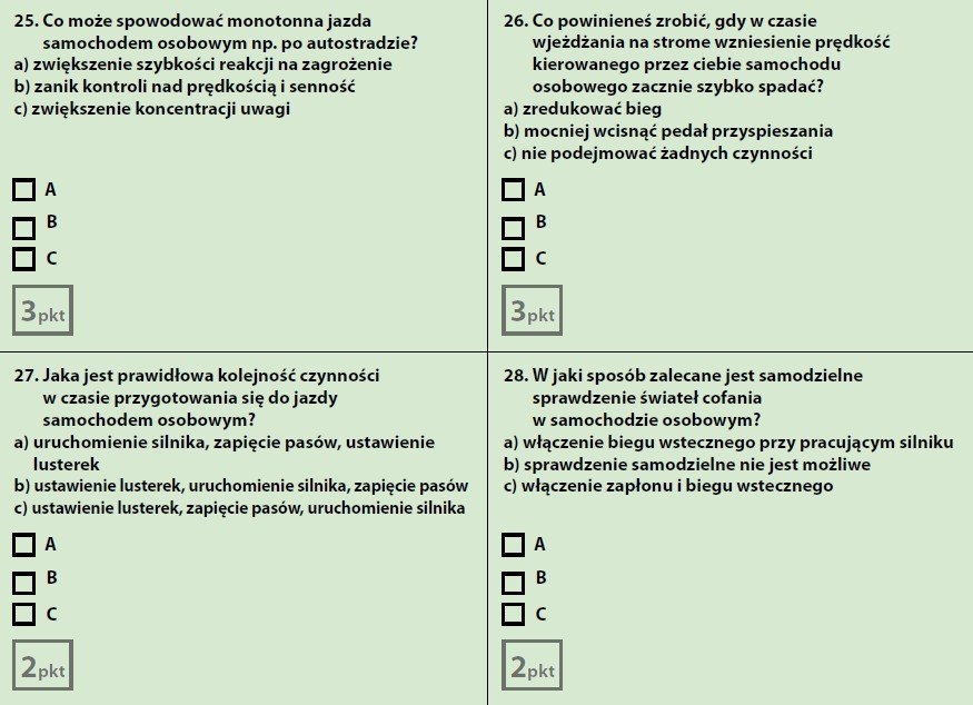 Egzamin teoretyczny na prawo jazdy -  zestaw 5