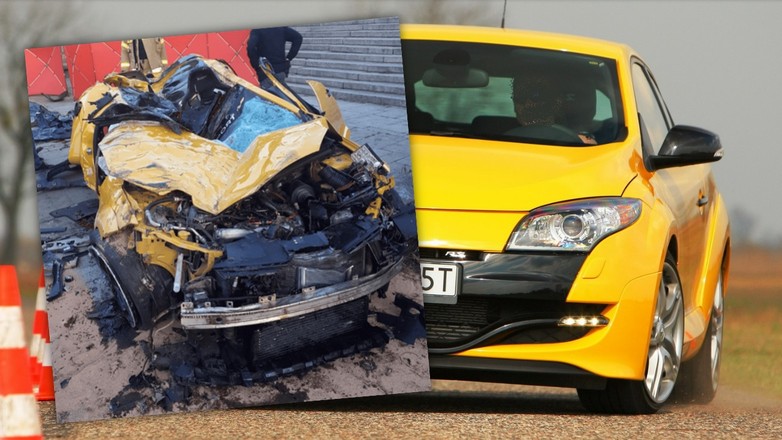 Rozbite w Krakowie Renault Megane R.S. syna Sylwii Peretti