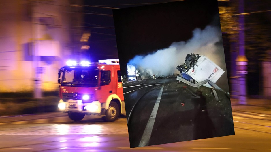 Pożar ciężarówek na S8 