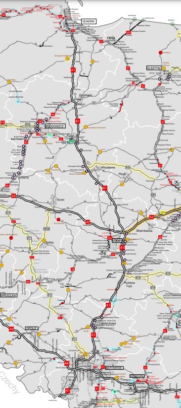 Mapa autostrady A1