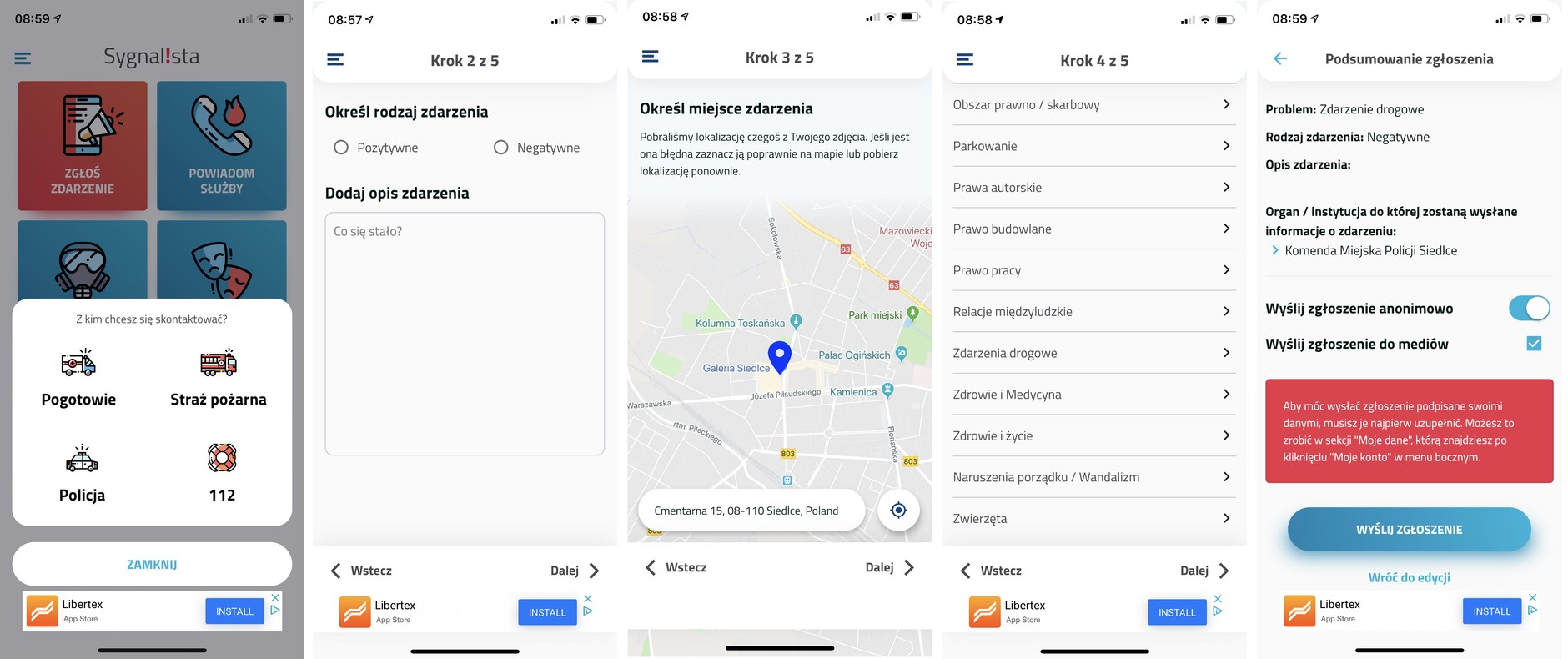 Sygnalista - aplikacja do powiadamiania służb