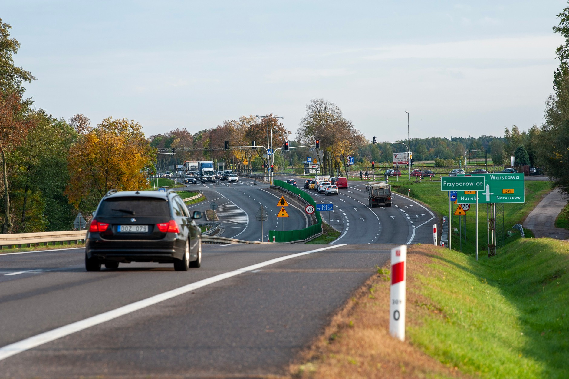 Obecna DK7 Siedlin - Załuski, skrzyżowanie z drogą wojewódzką 571 w Przyborowicach