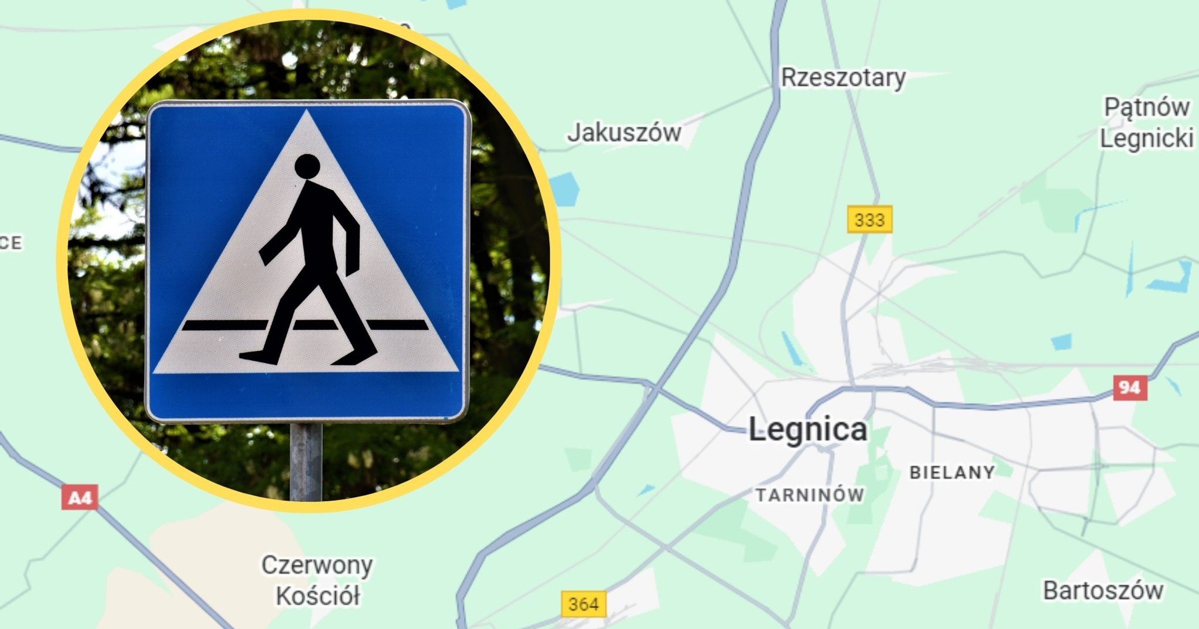 Mieszkaniec Legnicy, żeby otworzyć bramę na posesję, miał zatrzymywać auto na chodniku, przed przejściem dla pieszych. Dostał 24 punkty karne (screen: Google Maps)
