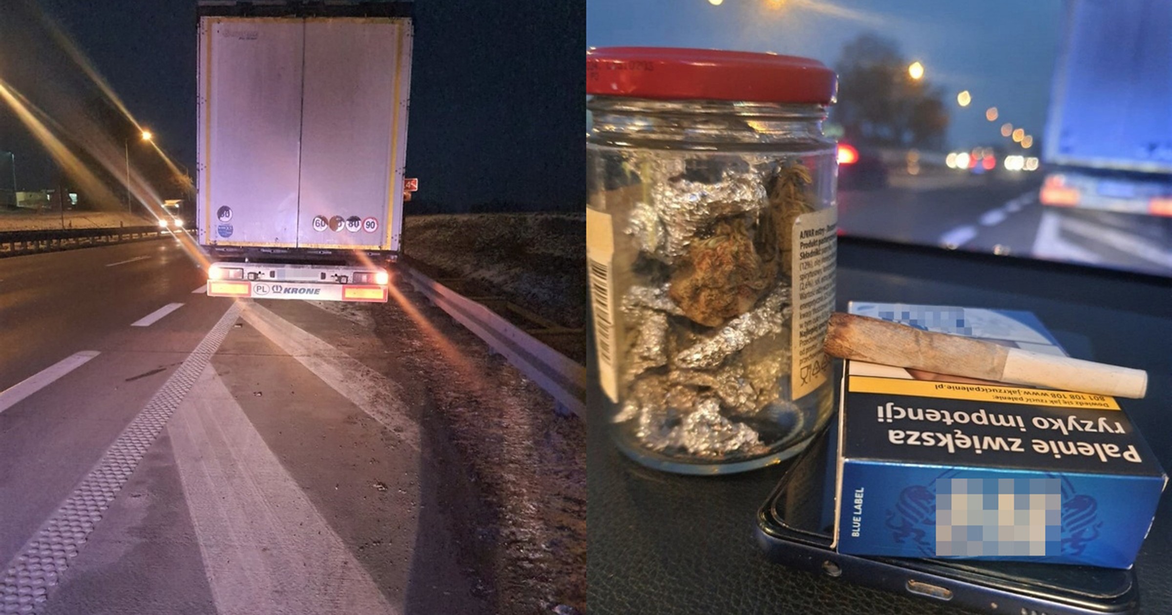 Kierowca zjechał na pas awaryjny autostrady A4, by zapalić marihuanę