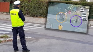 Motocyklista potrącił rowerzystę i uciekł pieszo. Wszystko się nagrało