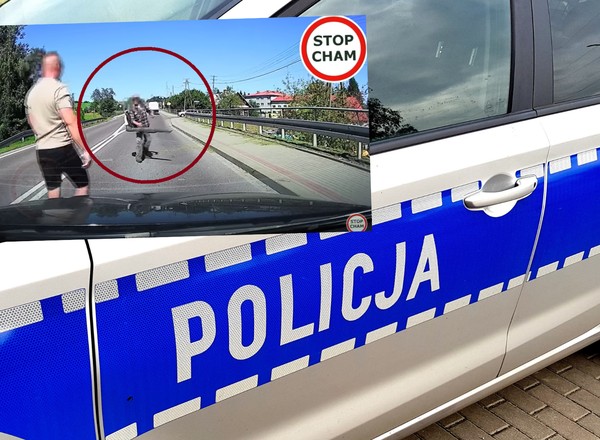 Wracali z wakacji, gdy nagle zauważyli mężczyznę z dmuchawą. Ledwo stał