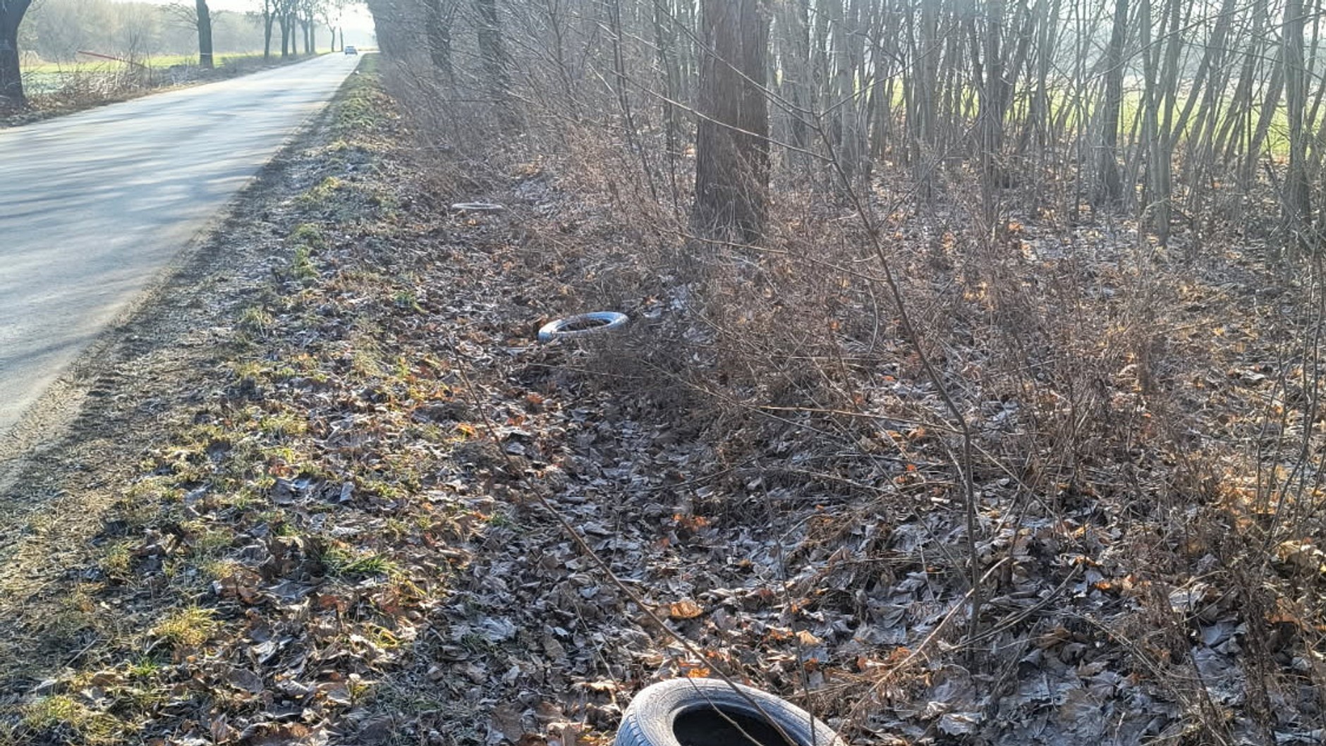 Ktoś masowo wyrzuca stare opony przy drogach