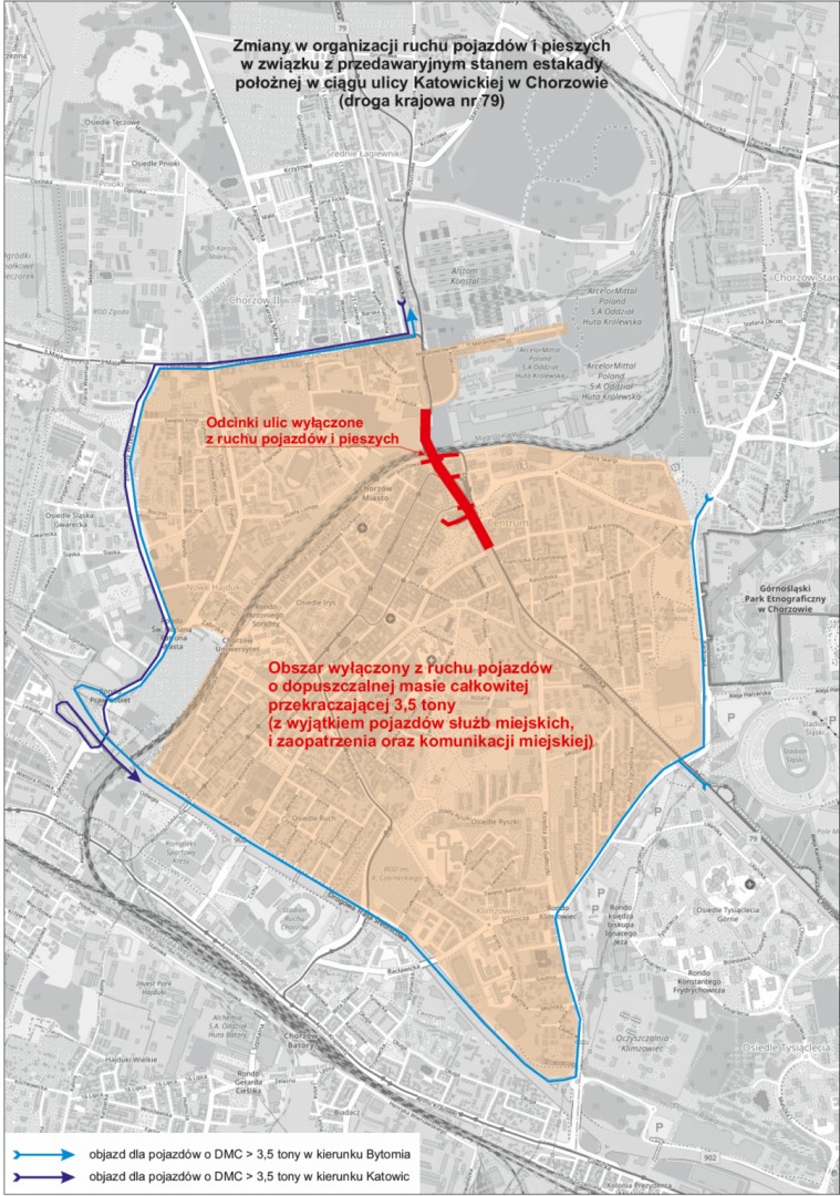 Estakada w Chorzowie zamknięta - objazdy wyznaczone przez ratusz