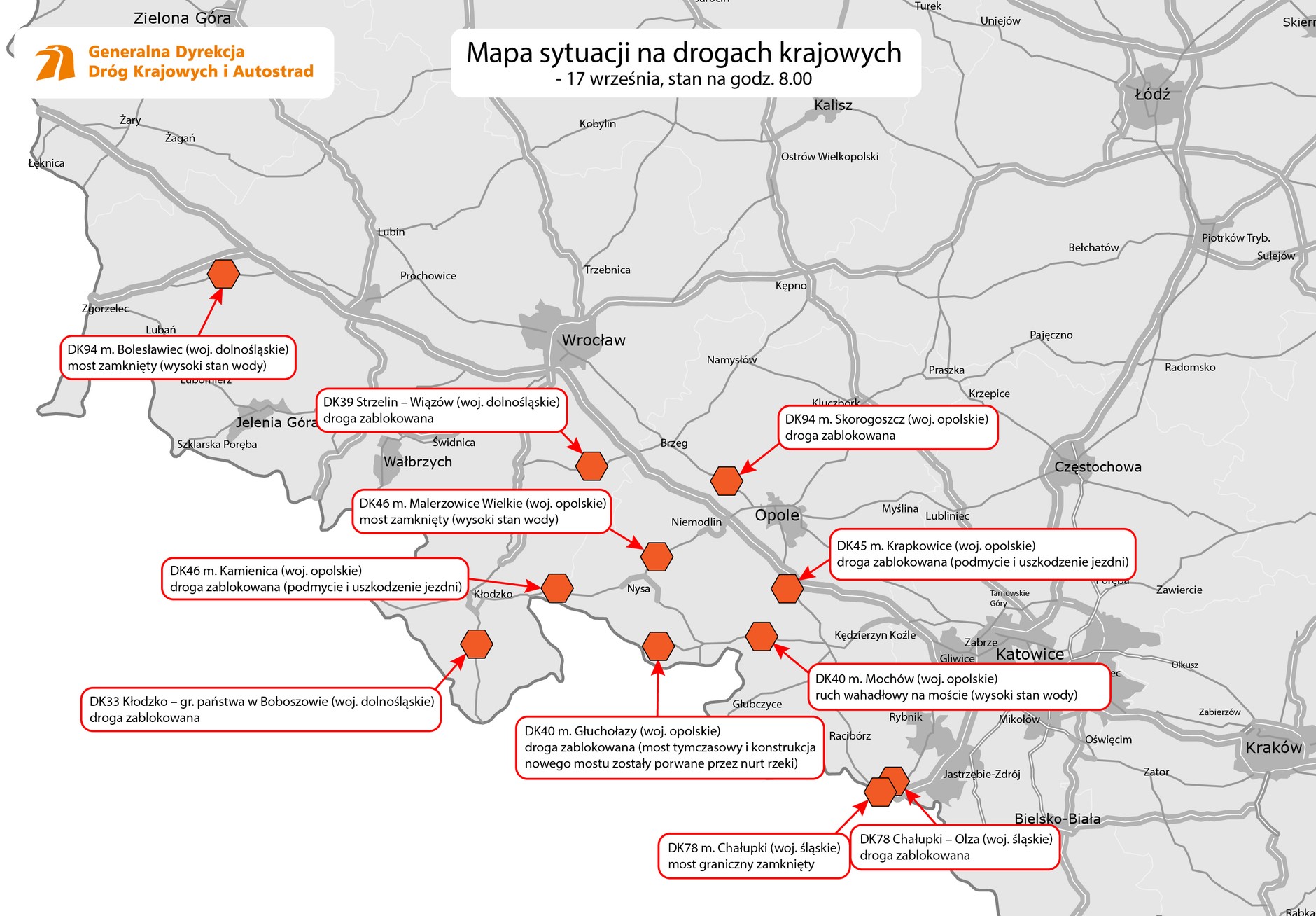 Sytuacja na drogach krajowych - 17 września
