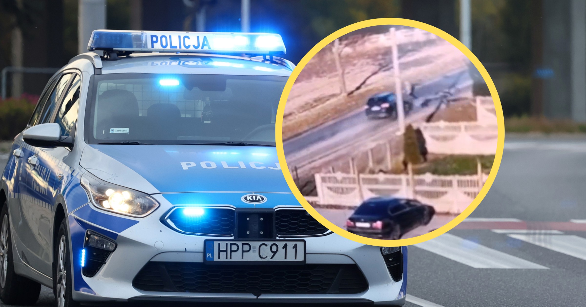 Zderzenie rowerzysty z autem osobowym. Jego ciało aż wyskoczyło do góry (fot. wrzesnia.policja.gov.pl)