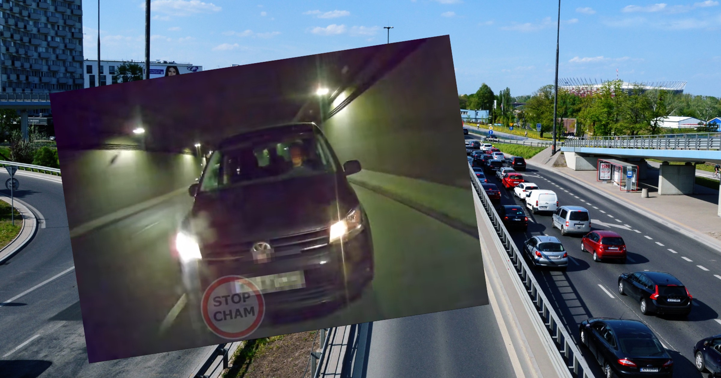 Kierowca Volkswagena nie wie, jak zachowywać się na jezdni (youtube.com/STOPCHAM)