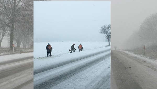Drogowcy koszący śnieg