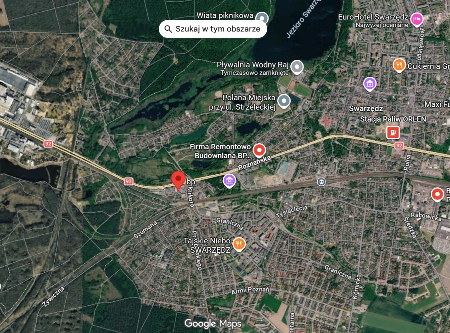 Stacja BP w Swarzędzu, na którą podjechało Audi z ładunkiem w baku