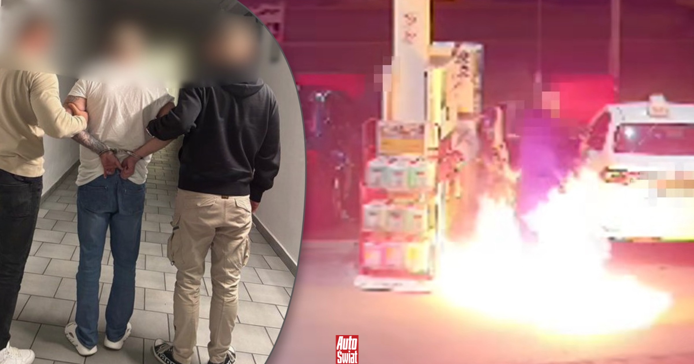 Kierowca taksówki z premedytacją podpalił stację paliw we Wrocławiu i uciekł [FILM]