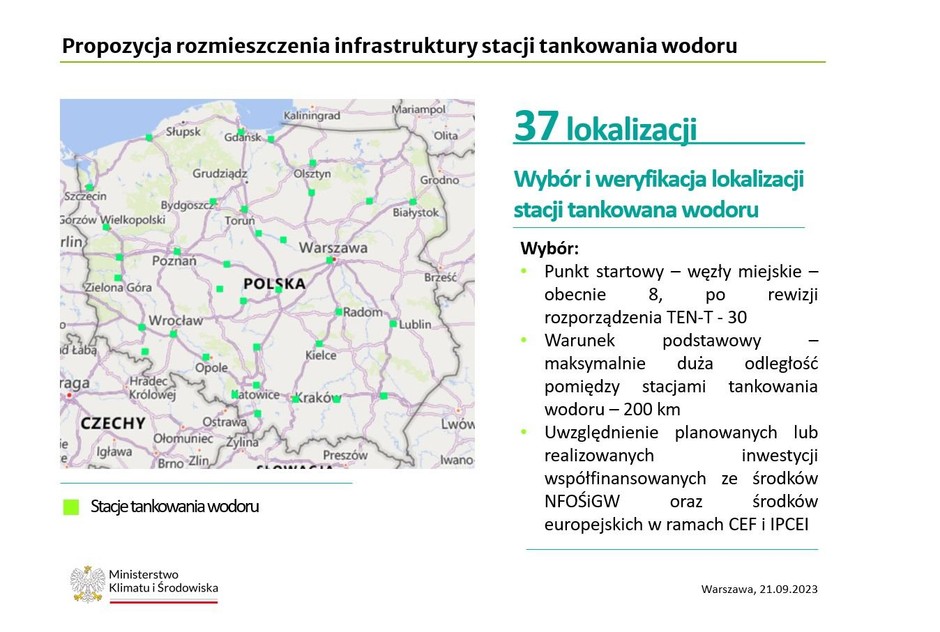 Proponowane lokalizacje stacji wodorowych
