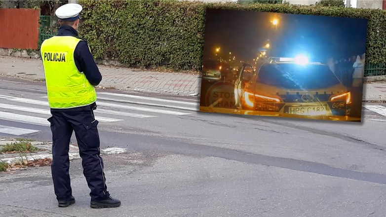 Policjant cofał i spowodował kolizję (Screen: YouTube/Stop Cham)