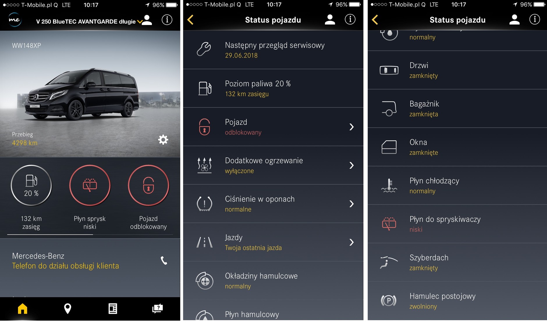 MercedesMe raport o stanie pojazdu