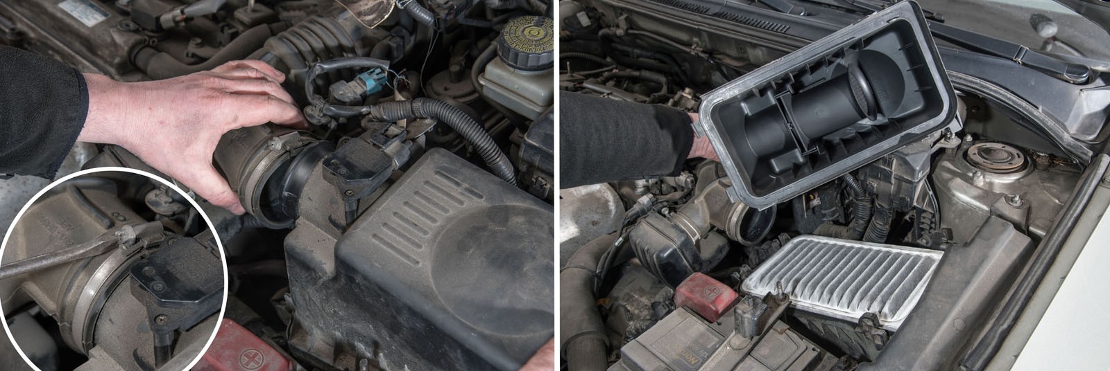 Serwisujemy Toyotę Avensis II 2.0 D4: filtr powietrza