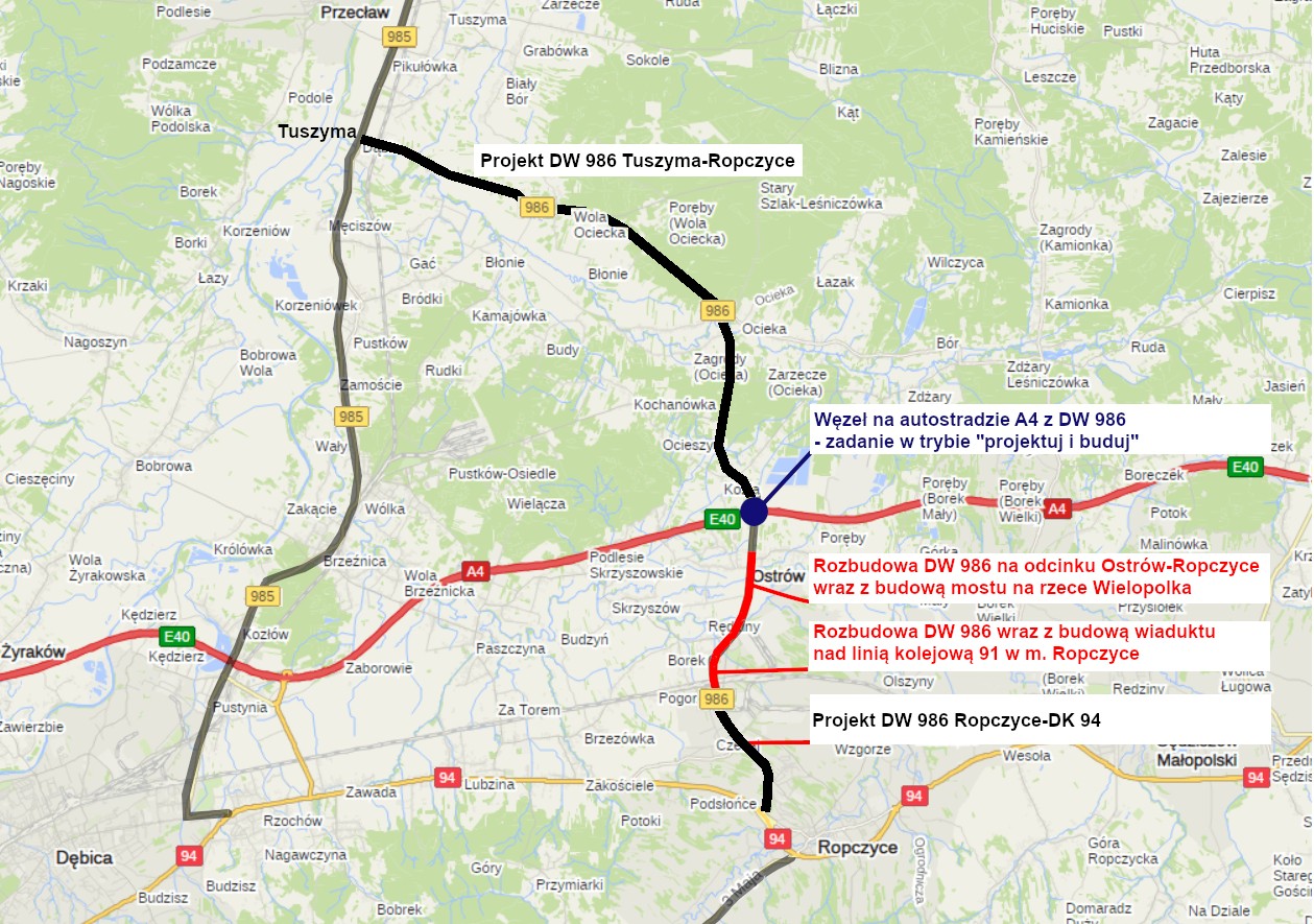 9 ofert na budowę nowego węzła na autostradzie A4 w Ostrowie k. Ropczyc