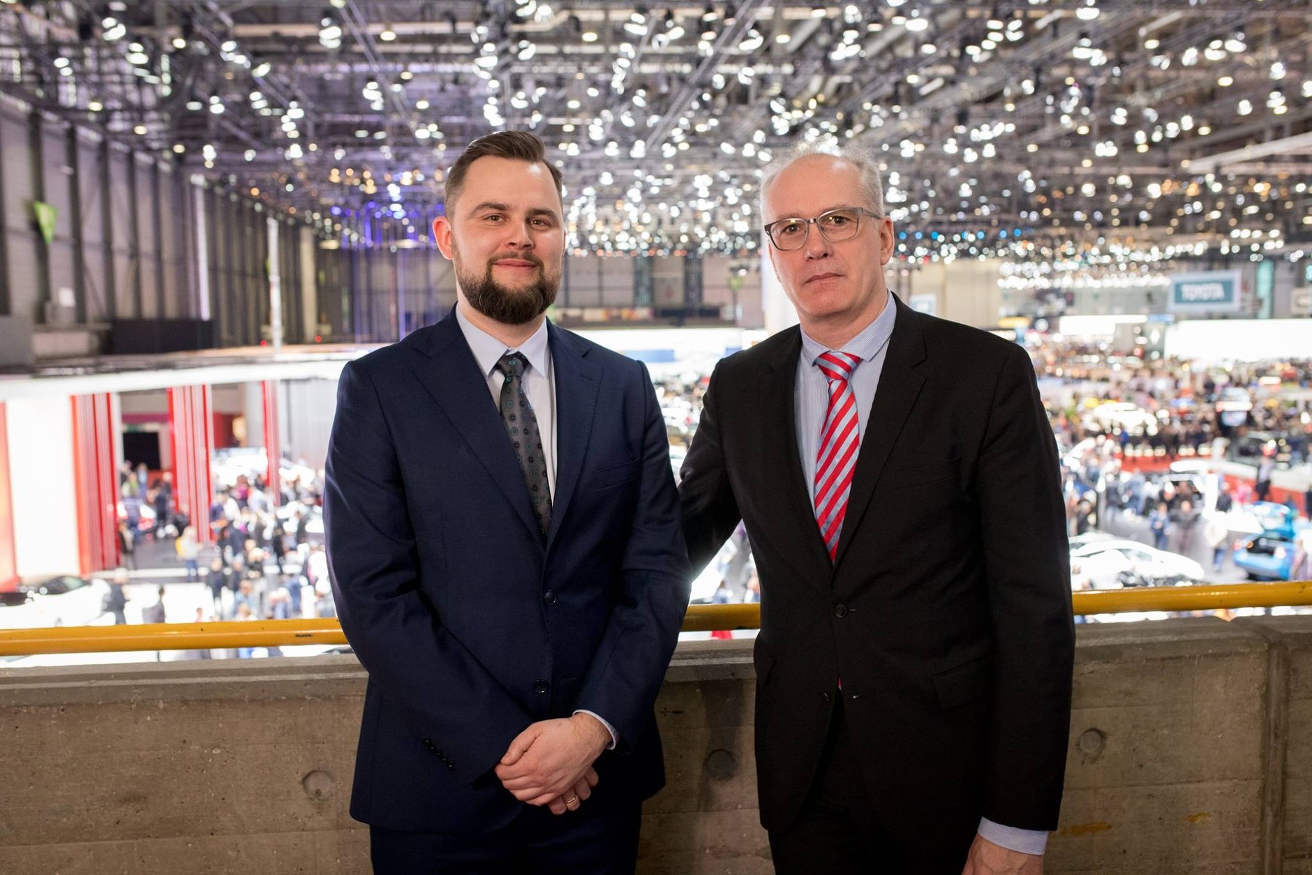 Piotr Zaremba (ElectroMobility Poland) oraz Andreas Quanz (EDAG) podczas Geneva International Motor Show