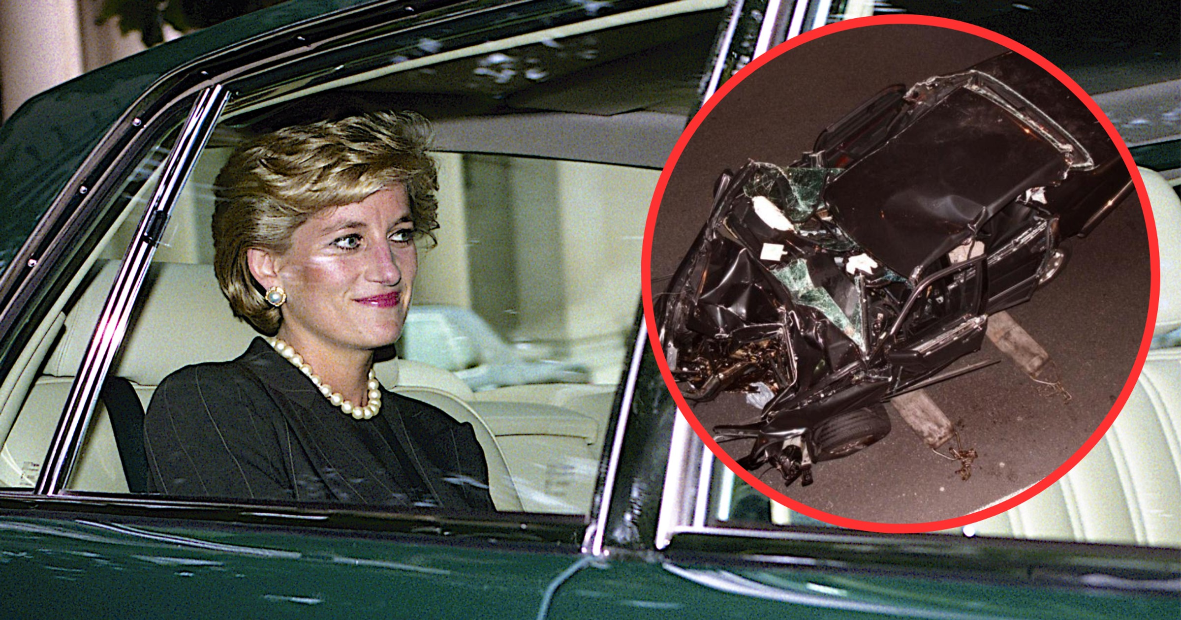 31 sierpnia 1997 r. Mercedes S280, którym podróżowała księżna Diana, miał wypadek w Paryżu (screen: TheSun/Twitter)