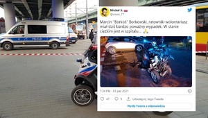 "Borkoś" ucierpiał w zderzeniu motoambulansu z samochodem. Teraz walczy o swoje życie