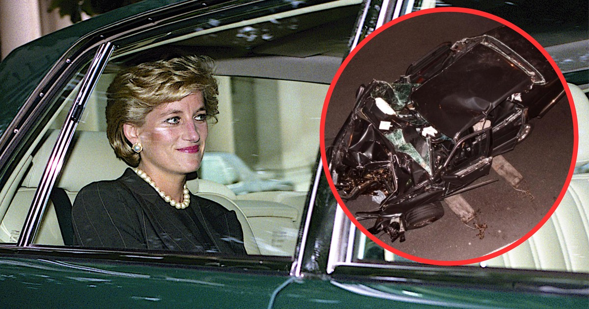 31 sierpnia 1997 r. Mercedes S280, którym podróżowała księżna Diana, miał wypadek w Paryżu (screen: TheSun/Twitter)