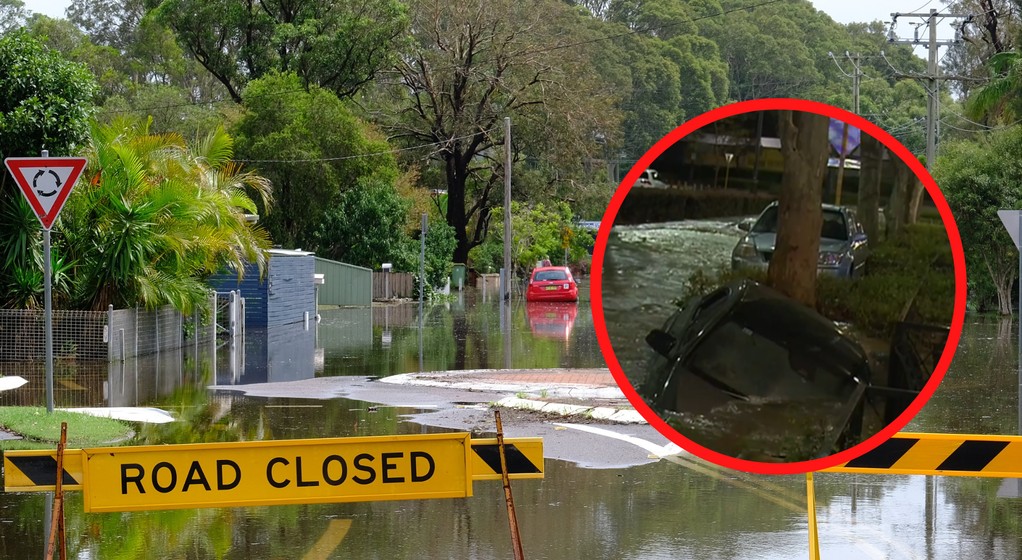 Mercedes zatonął pod wodą (zdjęcie ilustracyjne, screen: twitter.com/@9NewsPerth)