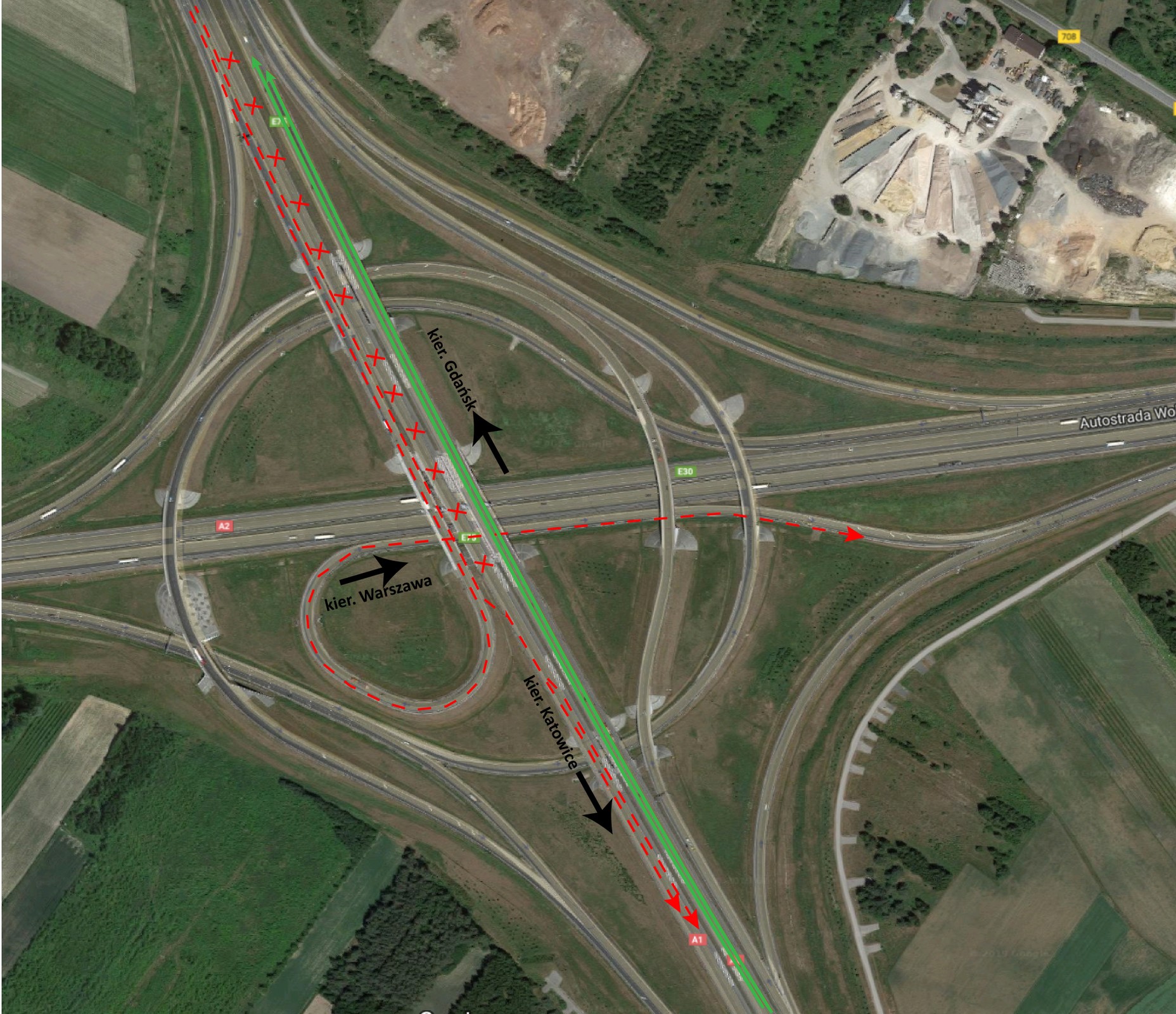 Uwaga: Popękał wiadukt na węźle autostrady A1 pod Łodzią. Od dziś nowa organizacja ruchu