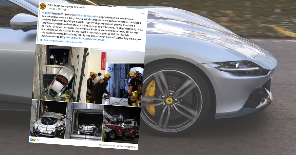 Ferrari Roma zostało zniszczone (fot. screen z facebook.com/PBCFireRescue)