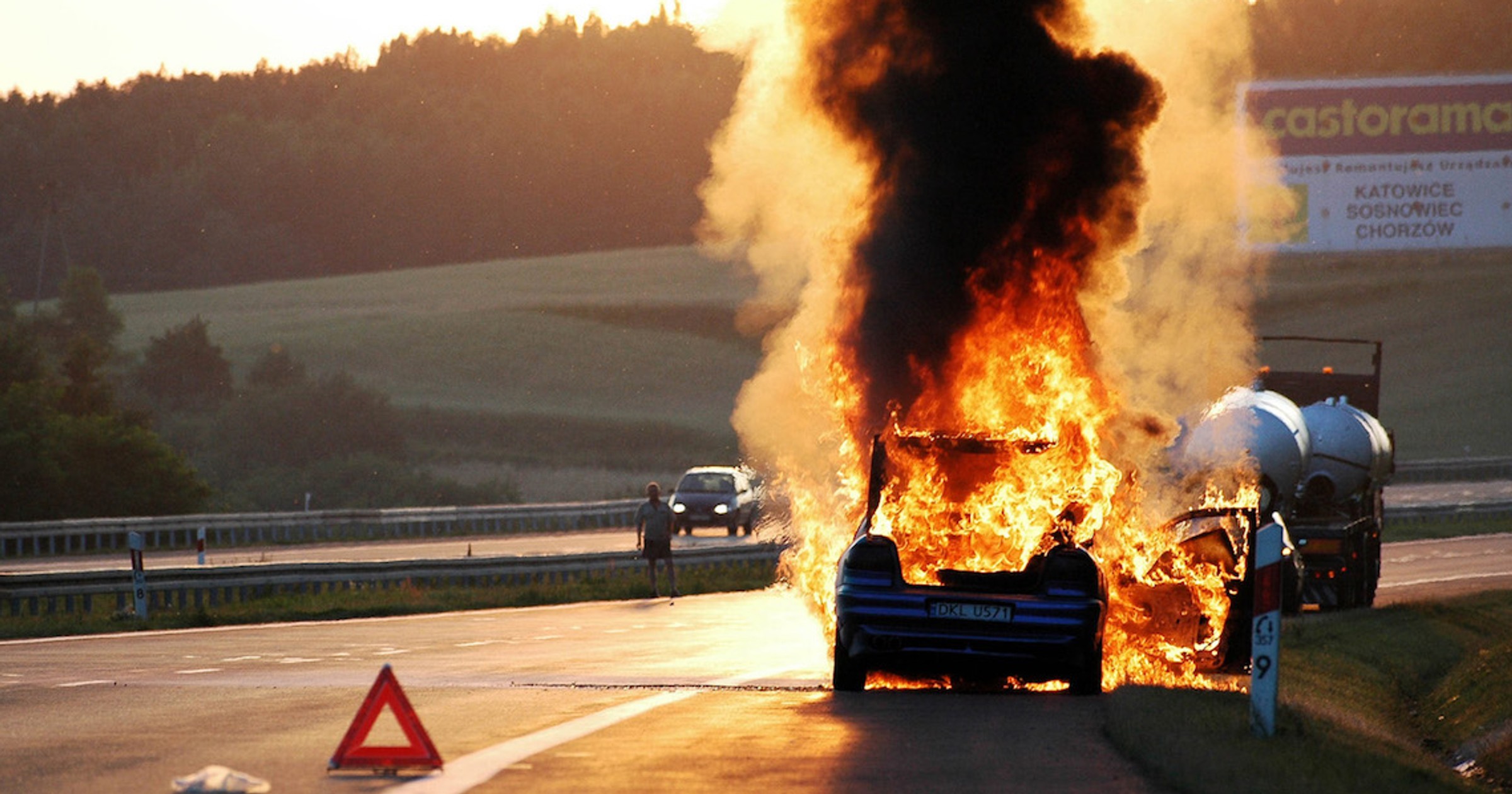 Pożar na autostradzie A4