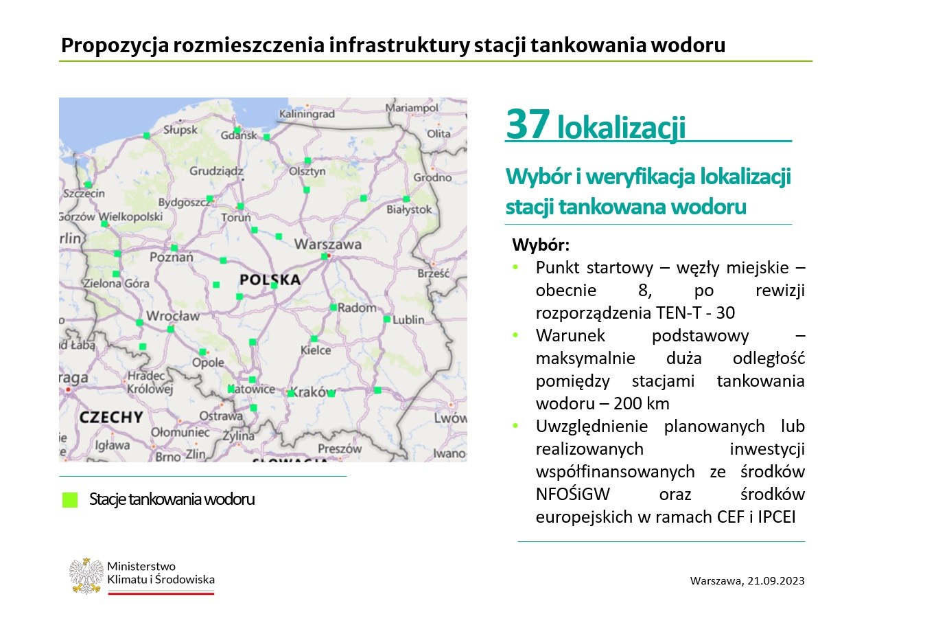 Propozycja rozmieszczenia infrastruktury tankowania wodoru