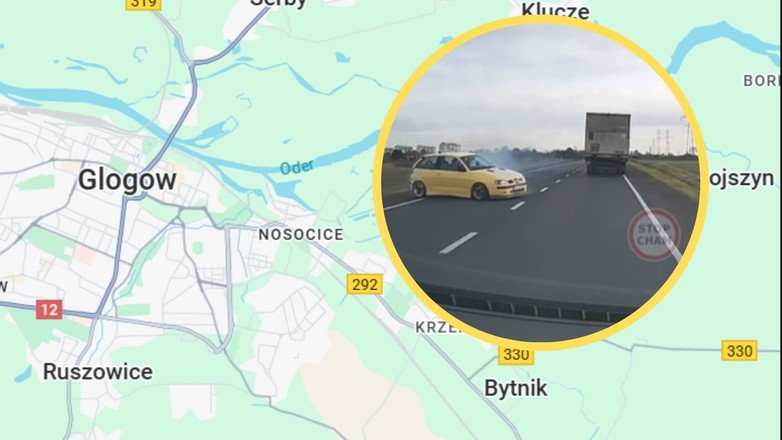 Pościg pod Głogowem (woj. dolnośląskie) - kierowca Seata gonił BMW, które chwilę wcześniej zajechało mu drogę (screen: Instagram / stopcham)