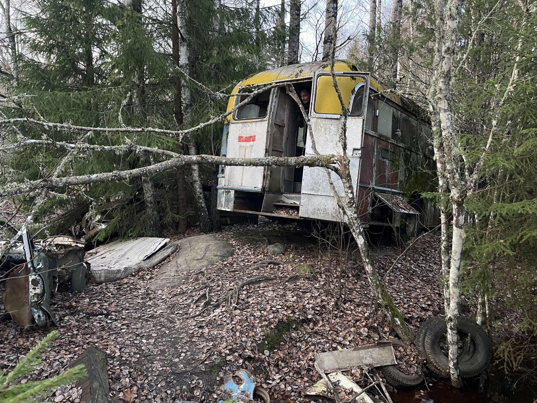 Cmentarzysko samochodów w Bastnas w Szwecji