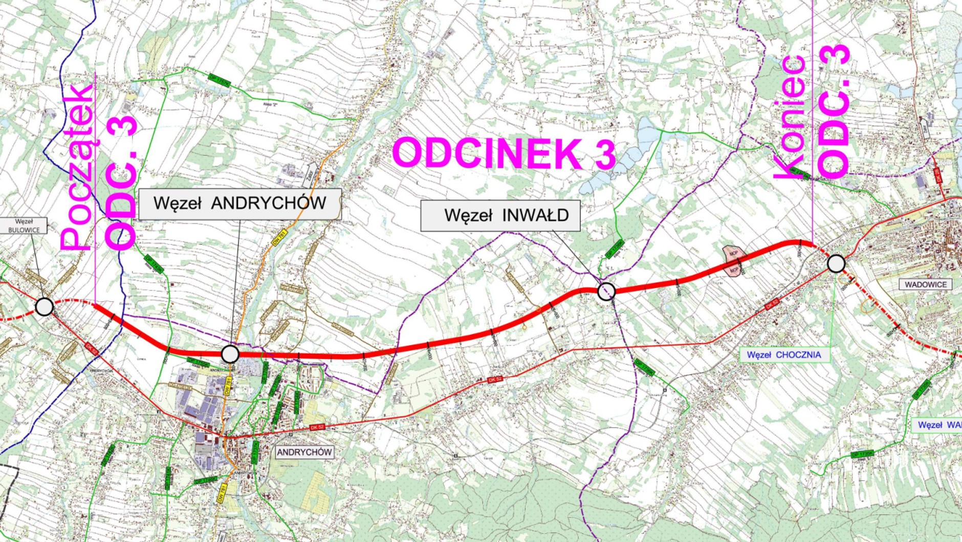 Droga S52 na mapach