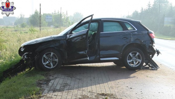 Wypadek Audi w Łukowie